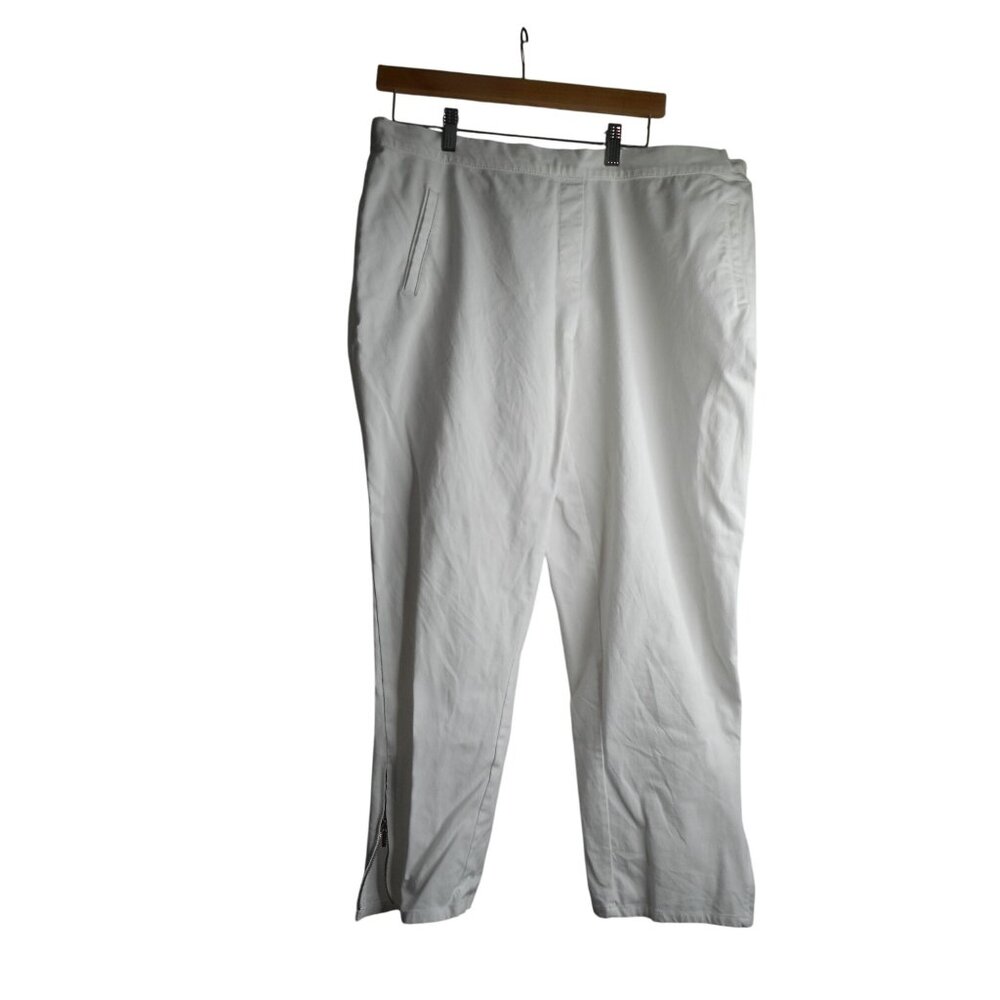 QVC Isaac Mizrahi Live crop capri pants  Woman 20W plus size white zip at leg